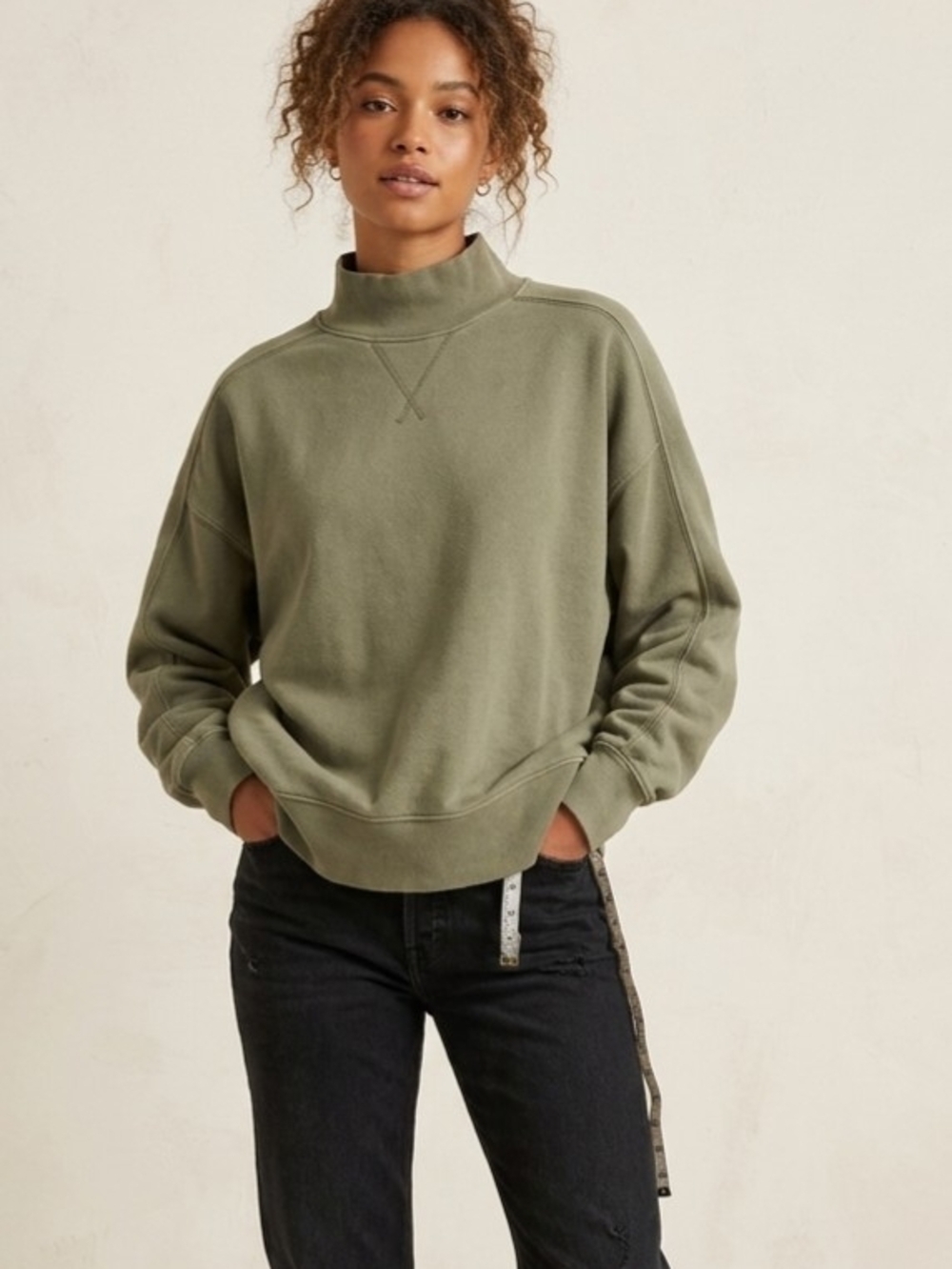 Evereve Olive Green Mock Neck Sweater